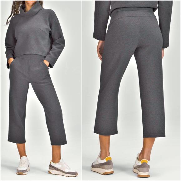 LULULEMON Ribbed Straight Leg Super-High-Rise Crop 23" Charcoal Gray Size 0 - Picture 1 of 8